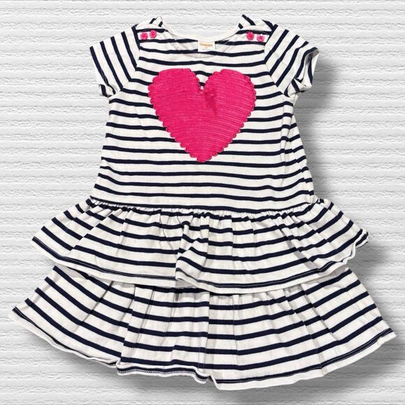 Gymboree Ruffle Heart Navy & White Striped Dress Size 3t 2017 - Picture 1 of 8